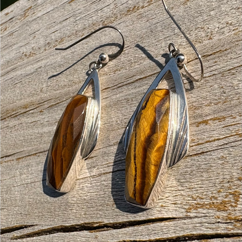 Jay King Tigers Eye & Sterling Silver Earrings - Picture 6 of 10